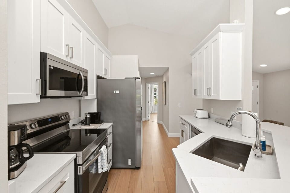 Modern Kitchen Stocked for Extended Stays
