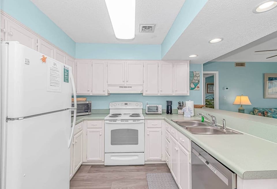 Fully equipped kitchen with everything needed to prepare meals during your stay.
