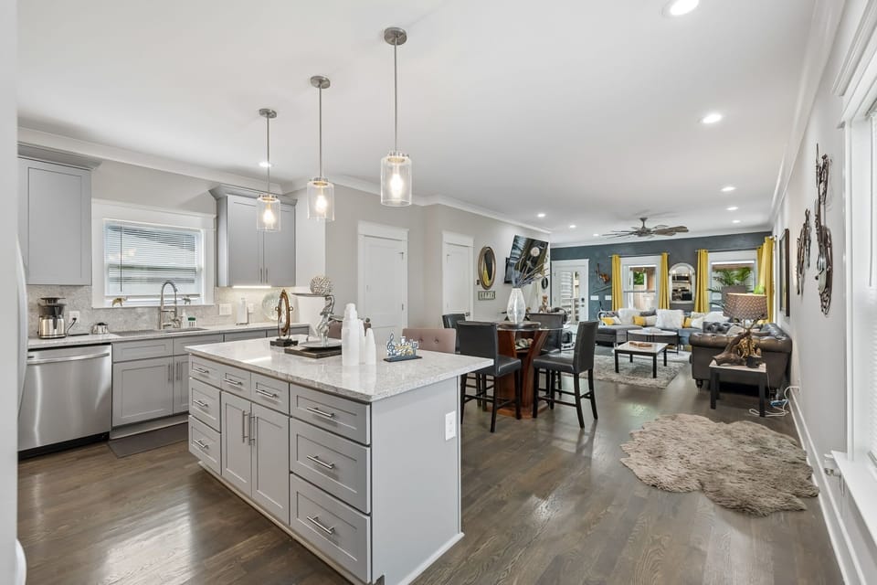 Kitchen: The fully equipped kitchen and dining area make meals easy, whether you're preparing breakfast or enjoying dinner together. Features modern appliances, ample counter space, and comfortable seating.