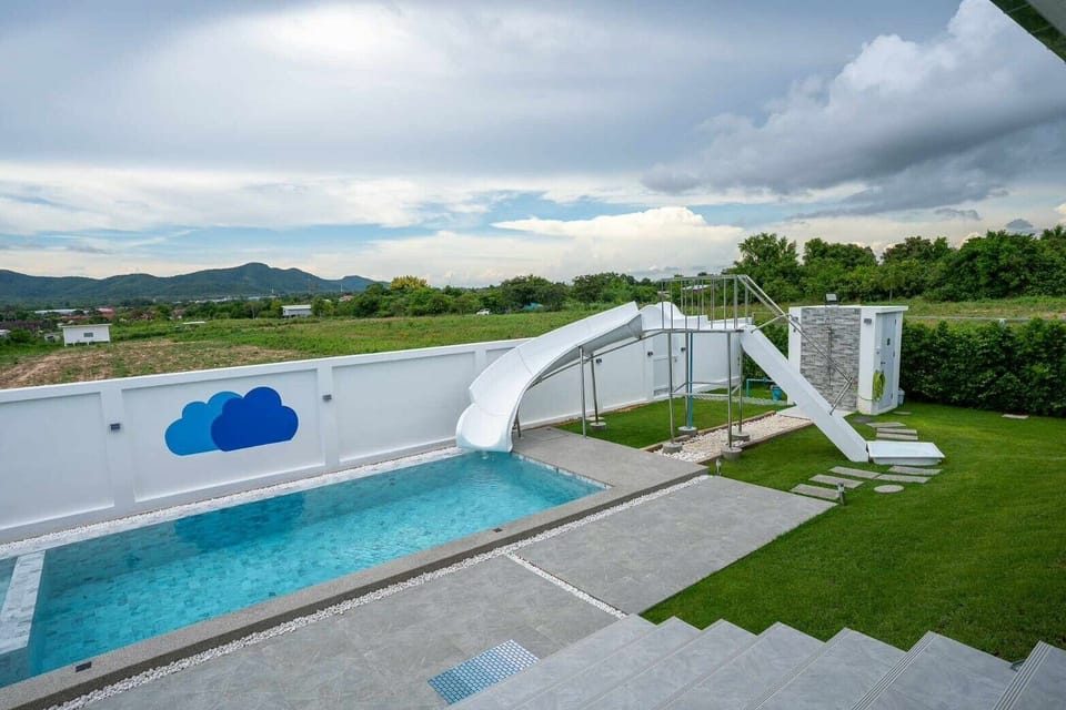 Outdoor pool, sun loungers