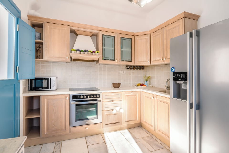 Luxury Villa, Private Pool, Sea View | Private kitchen | Coffee/tea maker, full-size fridge, microwave, oven