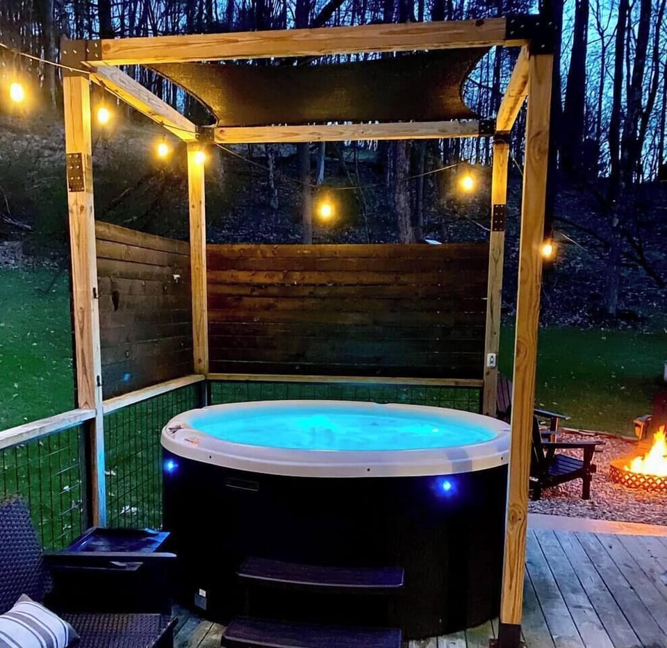 Relax in a large hot tub