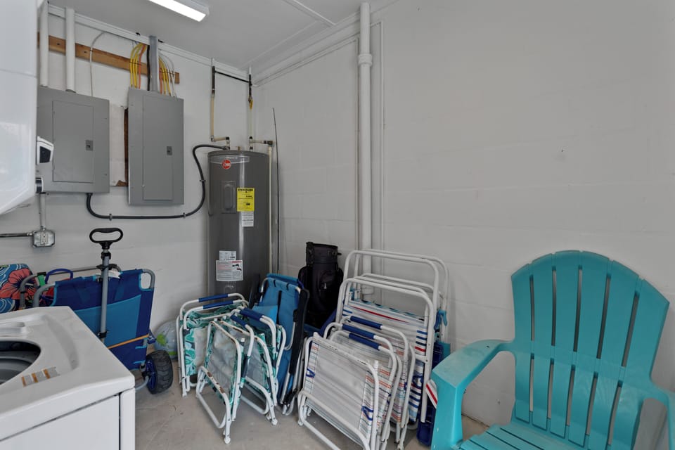 Beach/pool equipment located in laundry room