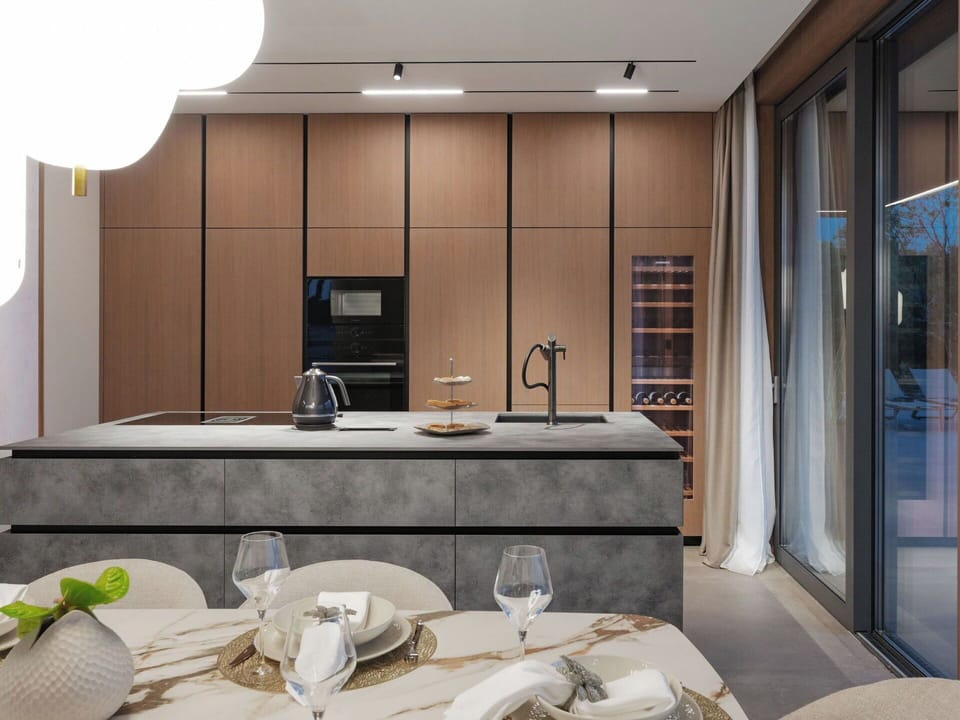 Interior Design, Flooring, Floor, Ceiling, Apartment, Shade, Chair, Light Fixture, Lamp, Houseplant