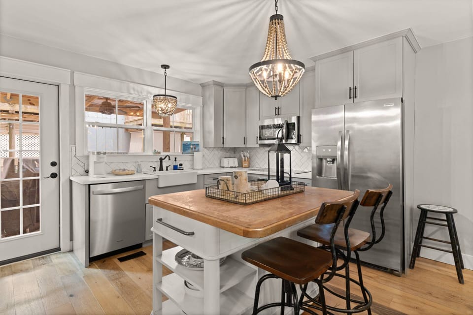 Enjoy your cup of coffee here on the bar stools while someone else makes you breakfast!
