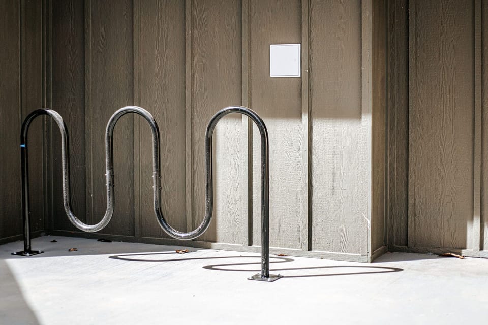 Secure your ride on the bike rack, ready for your outdoor explorations.