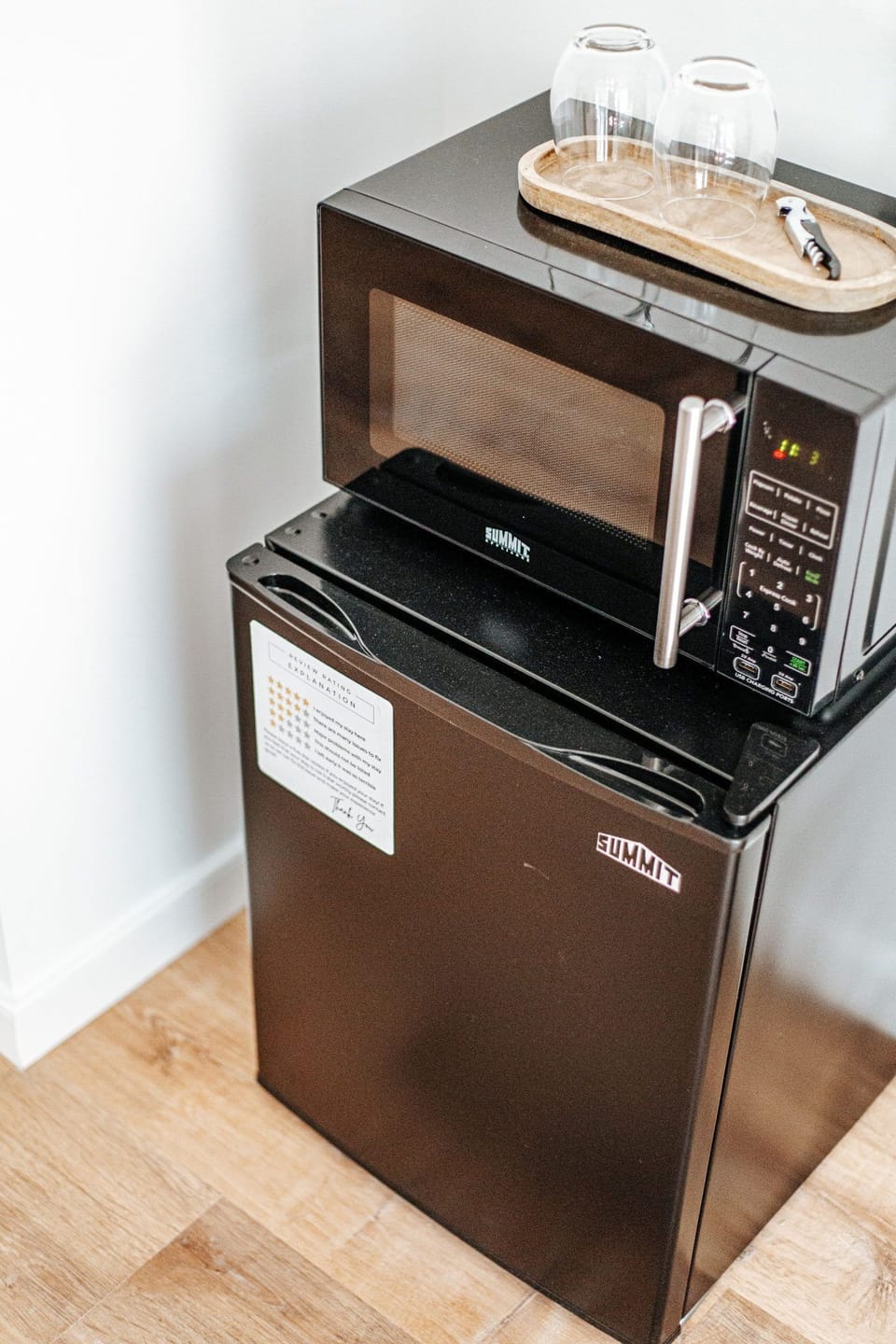 Enjoy the convenience of a mini fridge and microwave, perfect for storing snacks and quick meals.