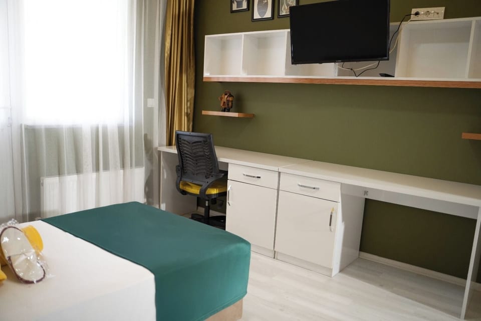 Desk, laptop workspace, soundproofing, iron/ironing board (on request)