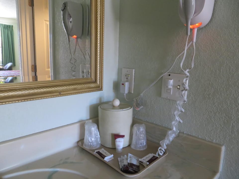 Free toiletries, hair dryer, towels