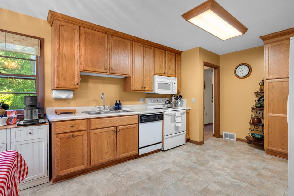 Large kitchen includes all appliances  and all you need to prepare and enjoy your favorite meals together.