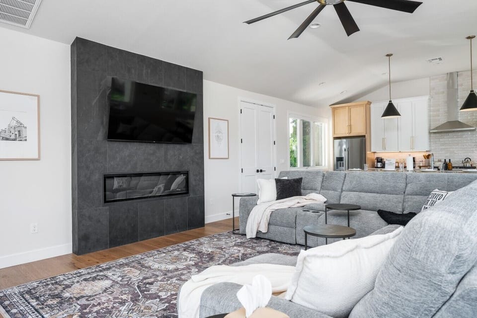 Living Room | Fireplace | TV & Sectional Sofa