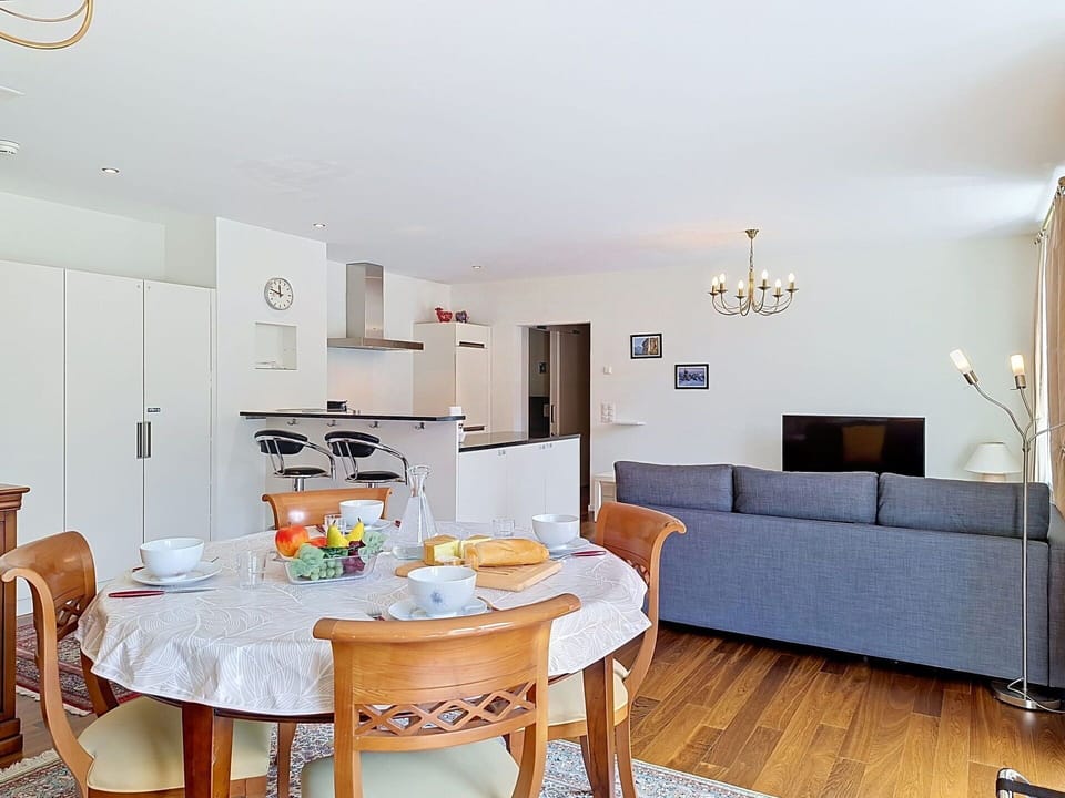 Furniture, Interior Design, Flooring, Floor, Wood, Ceiling, Room, Table, Chair, Kitchen & Dining Room Table