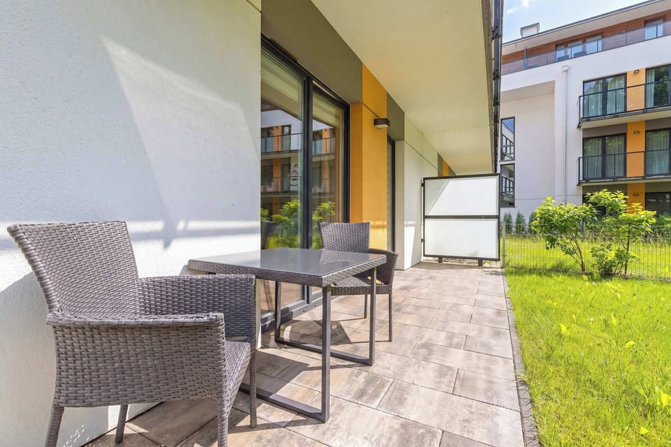 The garden provides a perfect spot for enjoying the fresh air.