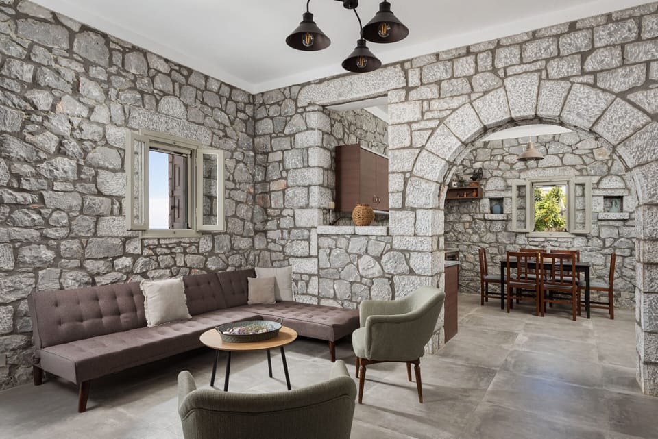 House, Sea View | Living area | 50-inch flat-screen TV with cable channels