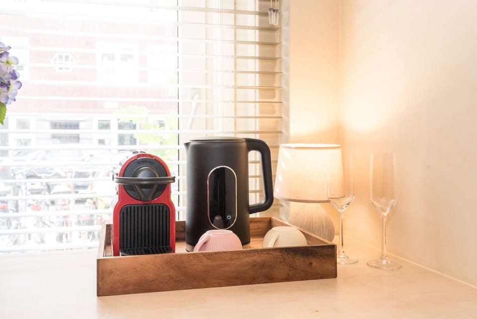 Start your day with fresh coffee and natural light by the window.