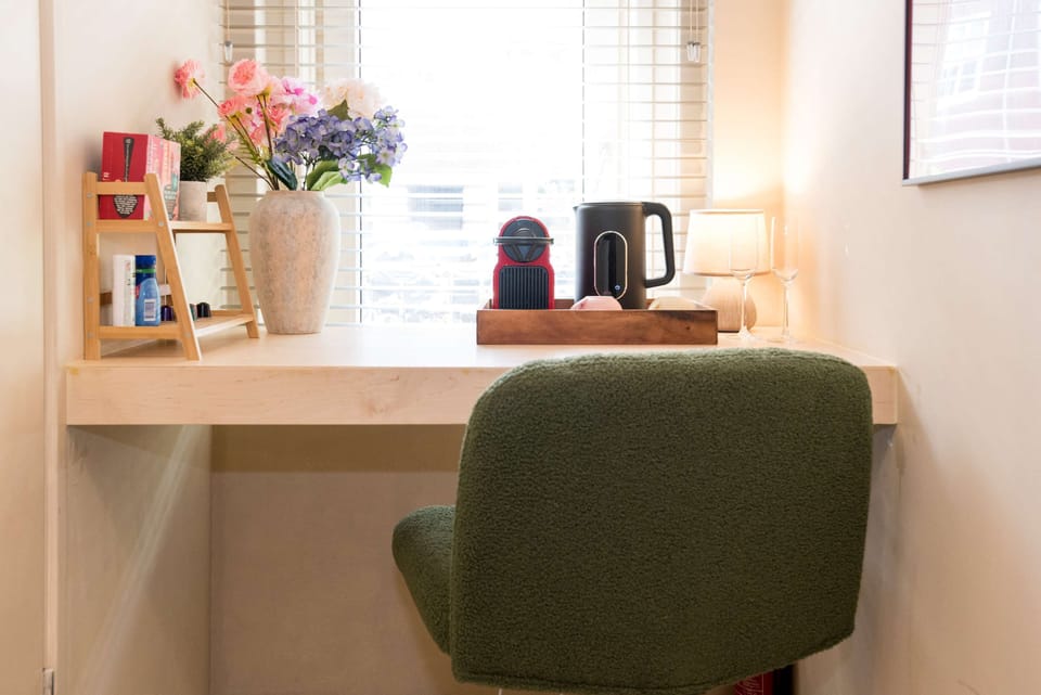 Dedicated workspace with coffee and tea facilities perfect for work or planning your day.