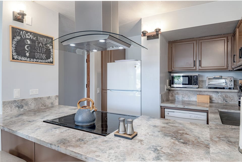 Kitchen is well-equipped with all the basics.