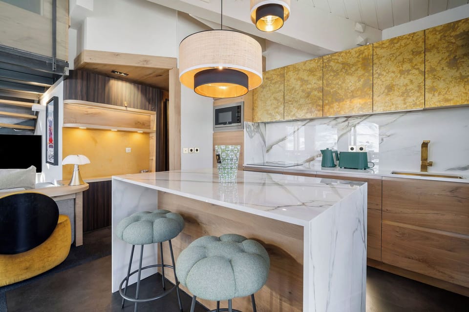 Luxury Chalet, Balcony, Mountain View | Private kitchen | Fridge, microwave, oven, stovetop