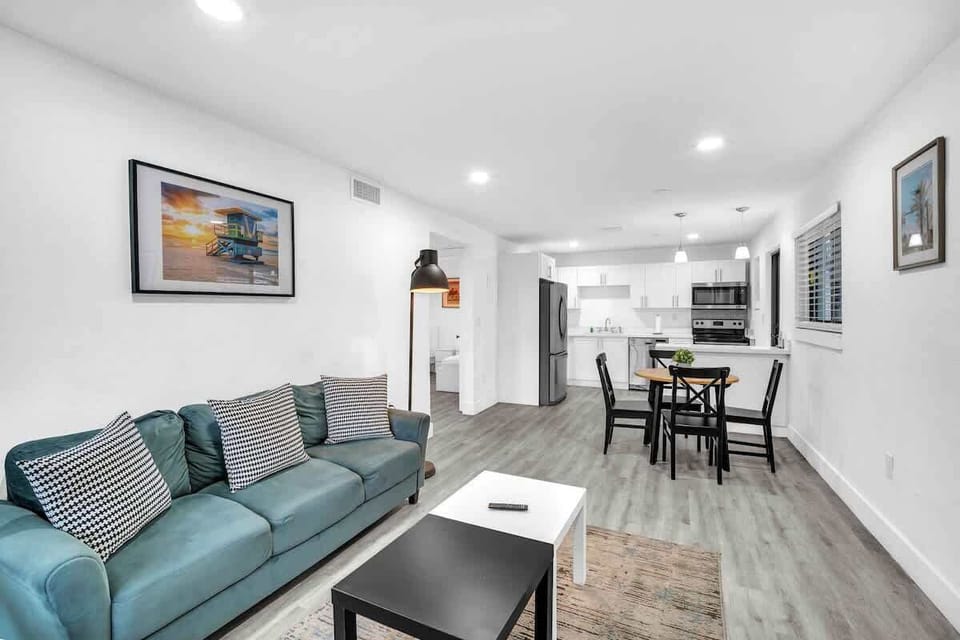 Enjoy your favorite shows and movies, or unwind in the roomy living area featuring comfortable seating and a large, streaming-ready widescreen TV.