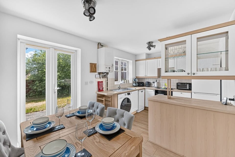 Open plan living and dining area.