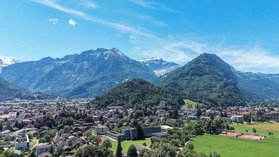 Breathtaking mountain panorama over Interlaken and the surrounding valley.