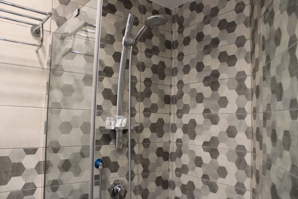 Comfort Double Room | Bathroom | Shower, hair dryer, towels, soap