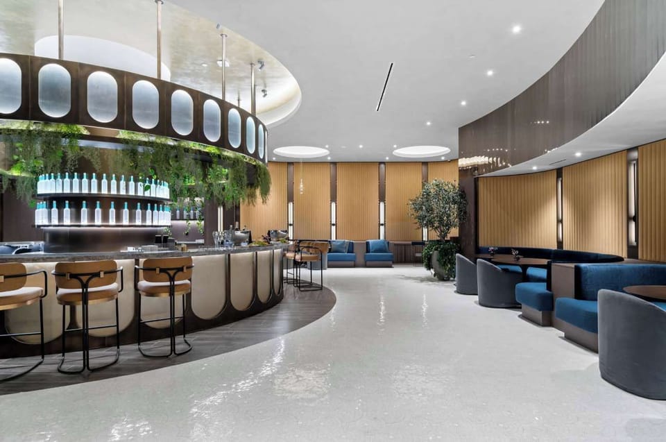 Stylish, design-forward lounge.