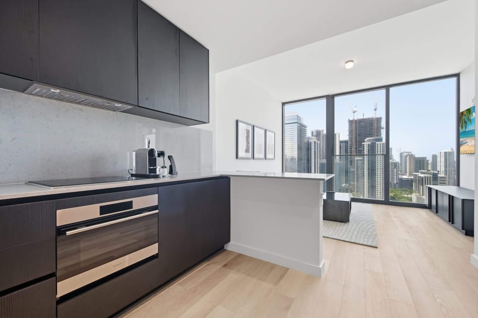 Sleek, fully-equipped kitchen.
