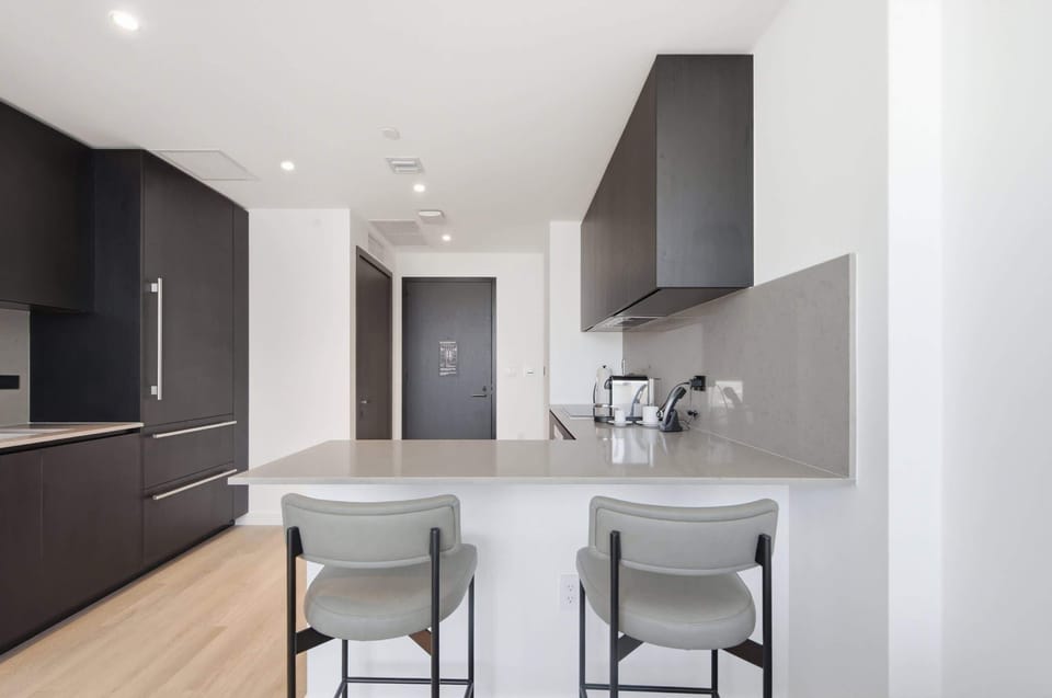Contemporary kitchen and dining.
