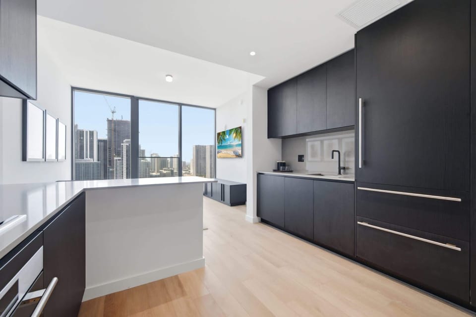 Sleek, fully-equipped kitchen.