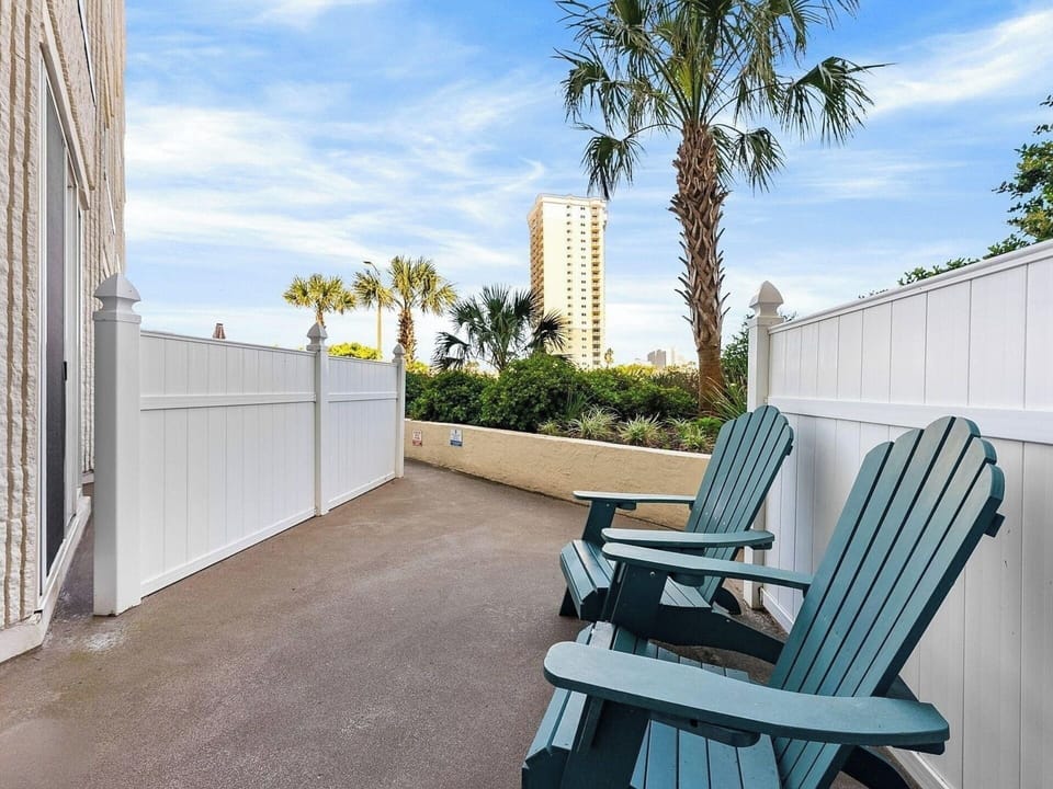First floor private patio with seating