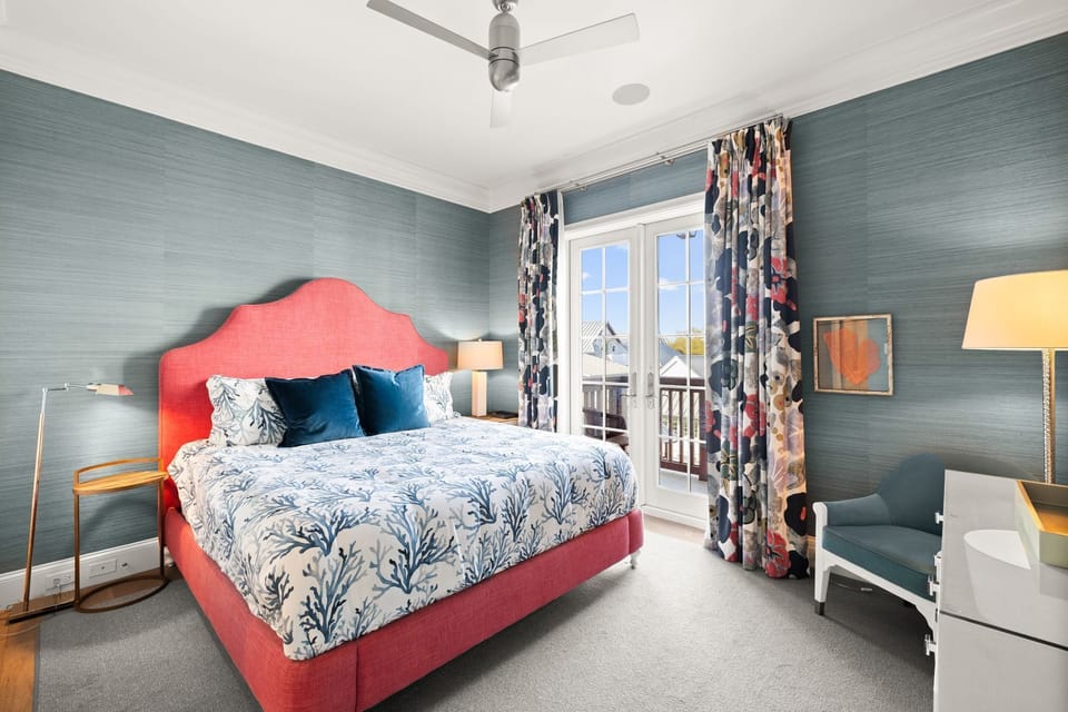 King Guest Bedroom #2: Private Balcony overlooking rooftops and Barrett Sq, Ensuite Bathroom.
