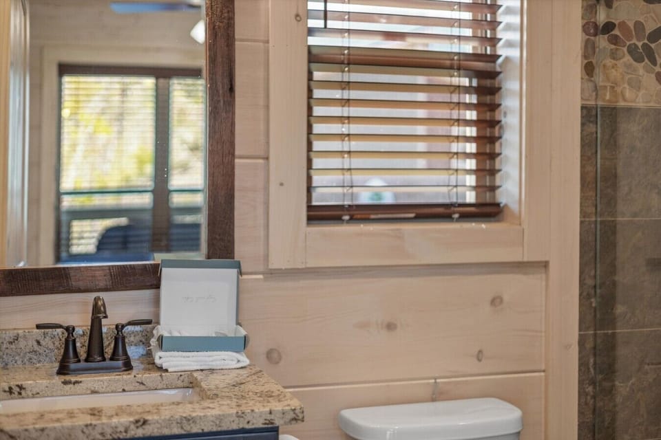 Granite vanity with window light
