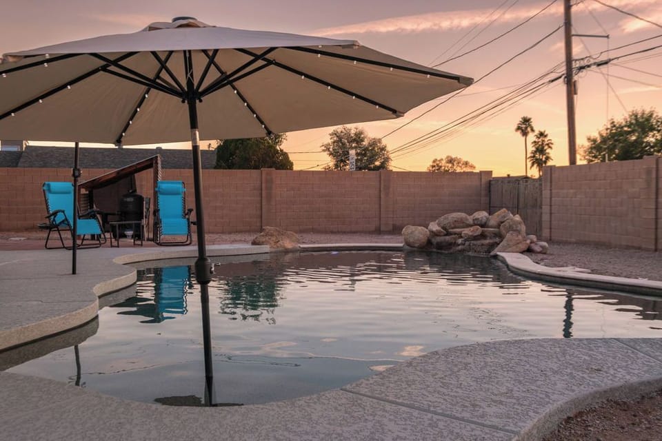 Space for lounging in the sun, shade, or in the pool.
