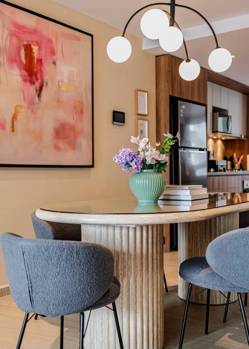 Fresh flowers and great kitchen