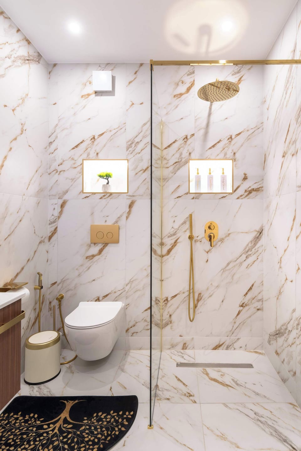 Elegant Marble Bathroom with Rain Shower