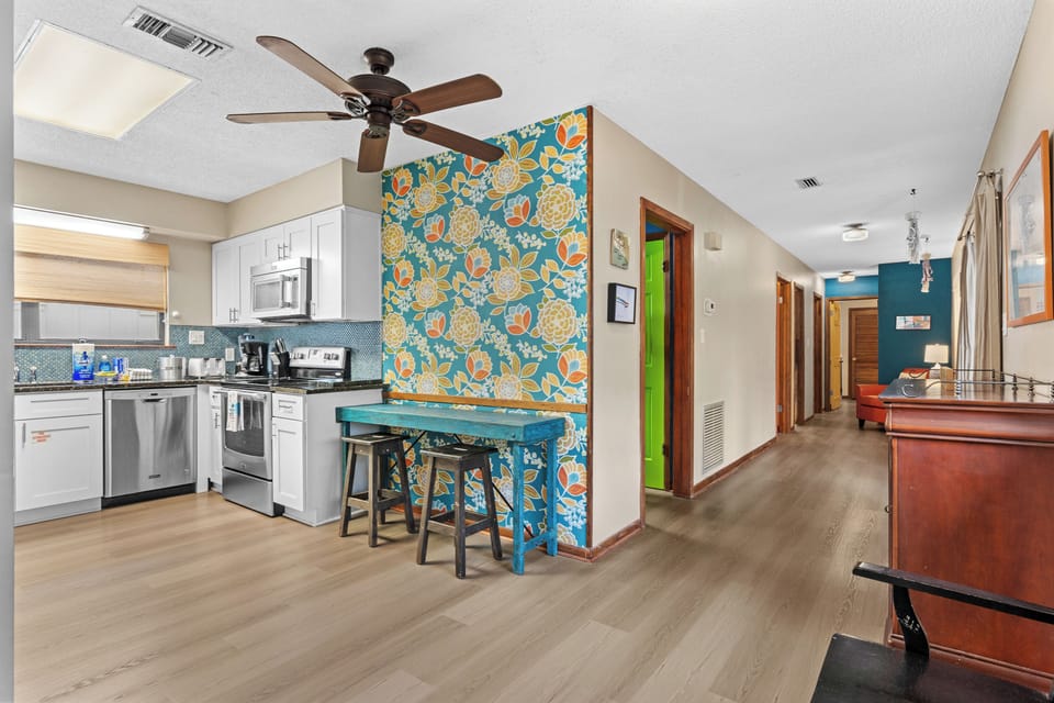 Kitchen transition and hallway.