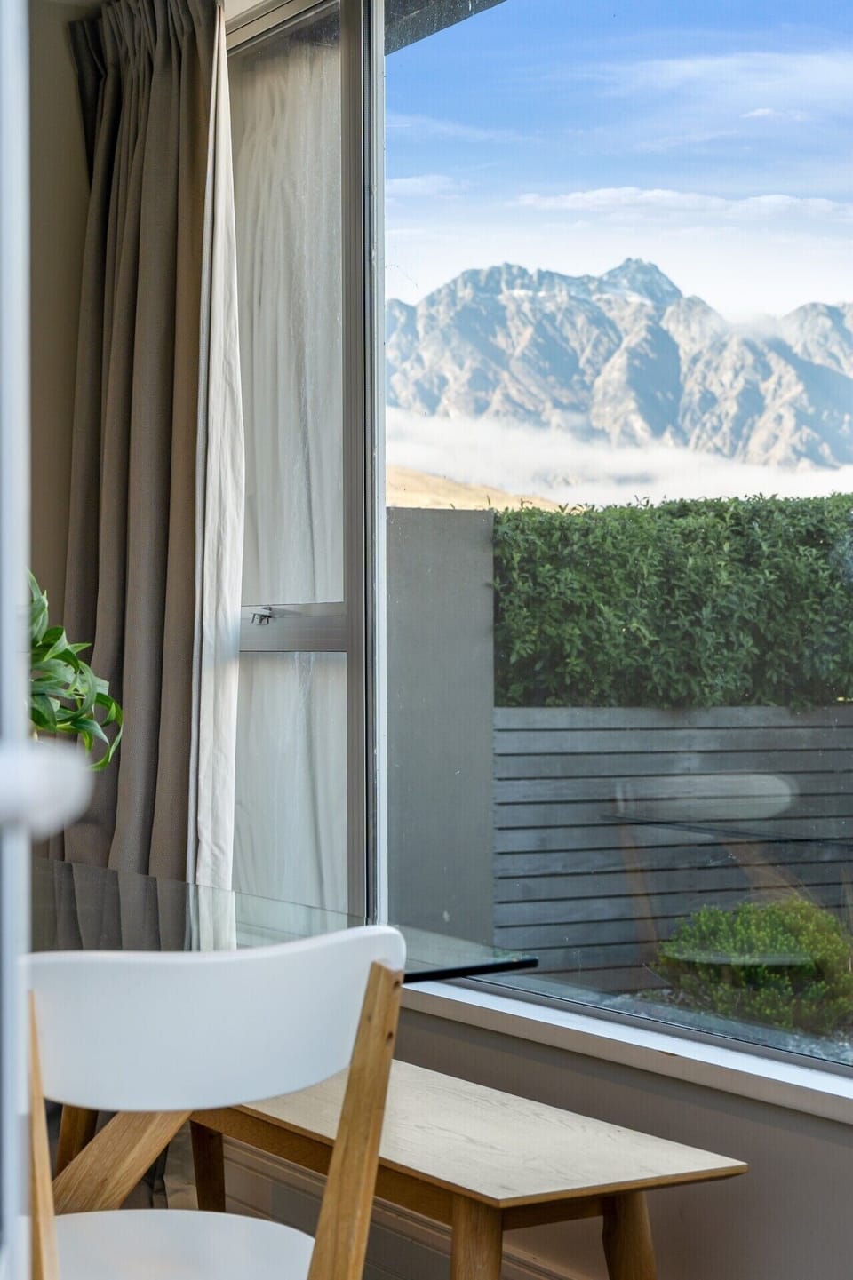 Dining area with views to the lake and Remarkables