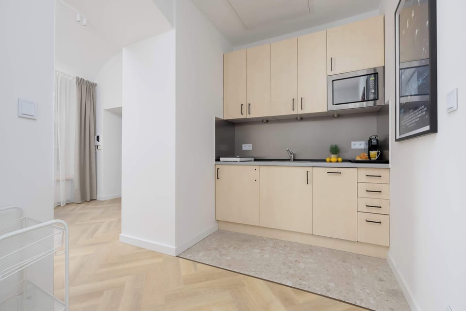 Modern kitchenette integrated into the living area.