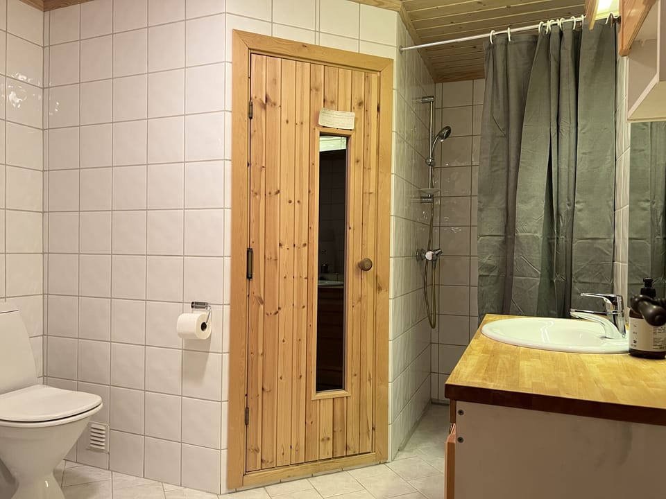 Modern bathroom with private sauna