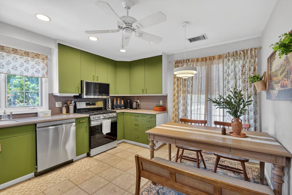 Indoors, Kitchen, Appliance, Ceiling Fan, Chair