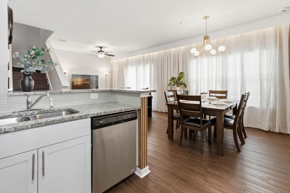 Living area with integrated kitchen, dining and living room