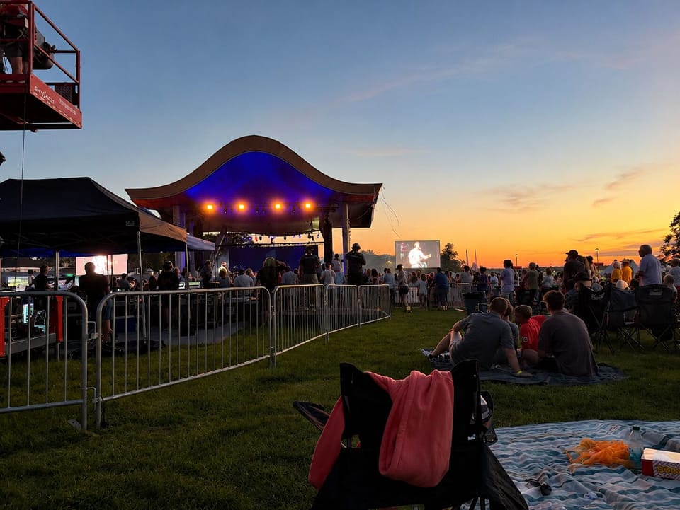 Enjoy nearby outdoor concerts and sunset events on the lawn