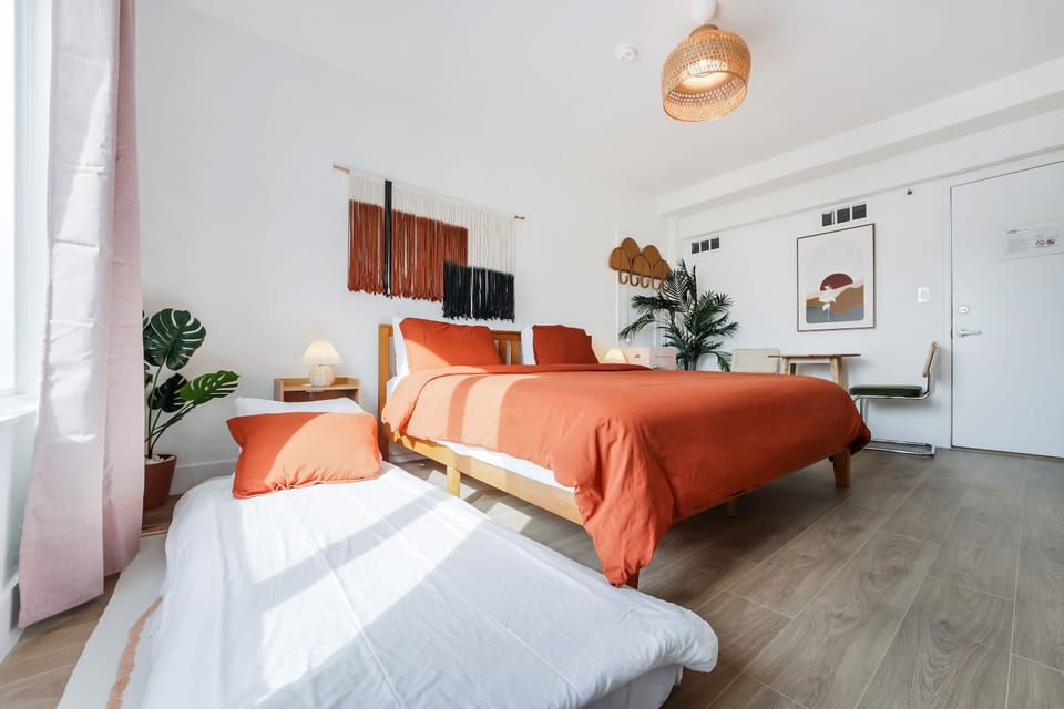Standard Room, Multiple Beds, Private Bathroom (Self check-in) | Memory foam beds, in-room safe, desk, laptop workspace