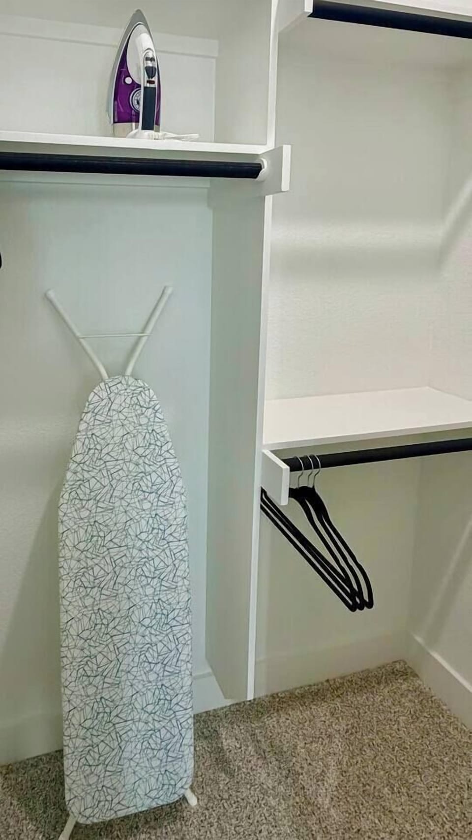 Full size ironing board | Iron | walk-in closet