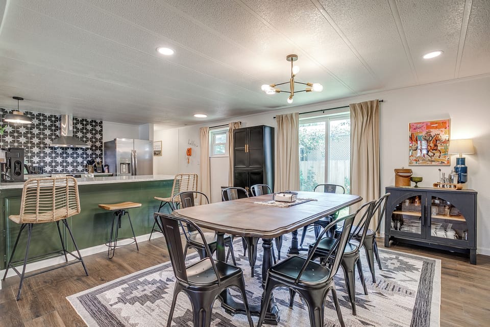 A comfortable dining area for shared meals after a day by the water.