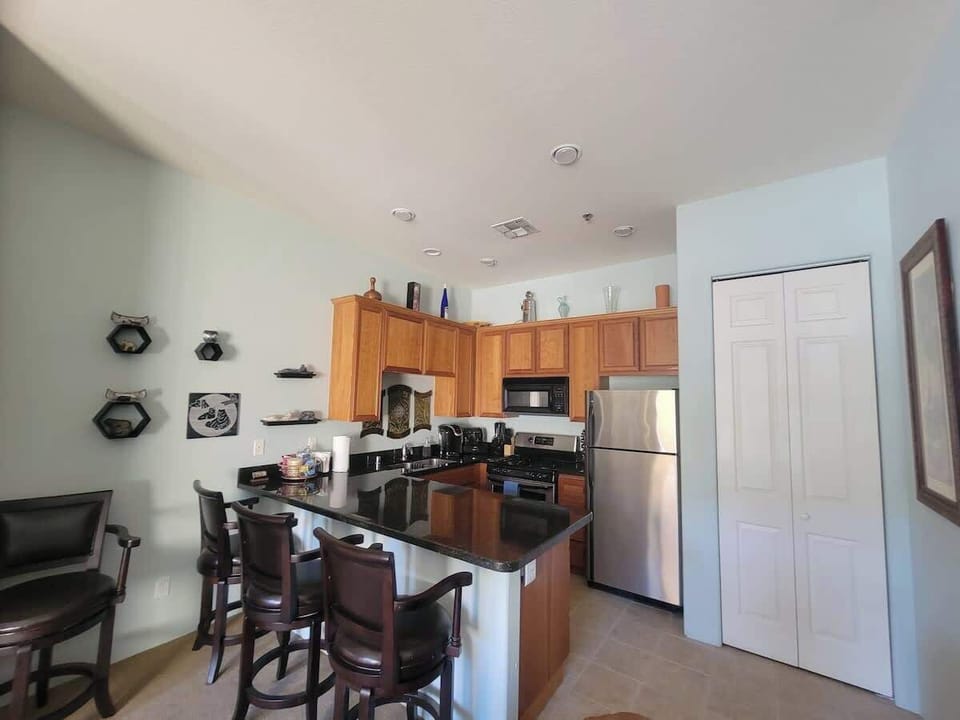 The kitchen has everything you need to prepare home-cooked meals.