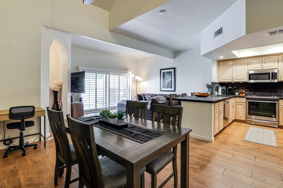 Dining Area | Dishes & Flatware Provided | Desk Workspace | 1st Floor