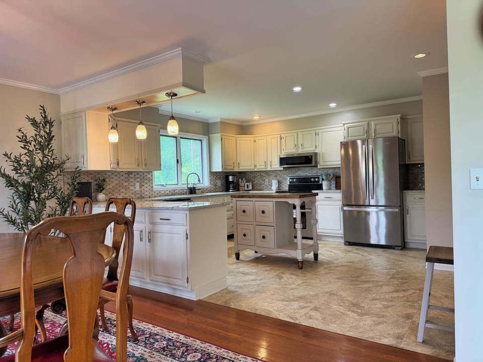 View into the kitchen from the dining room