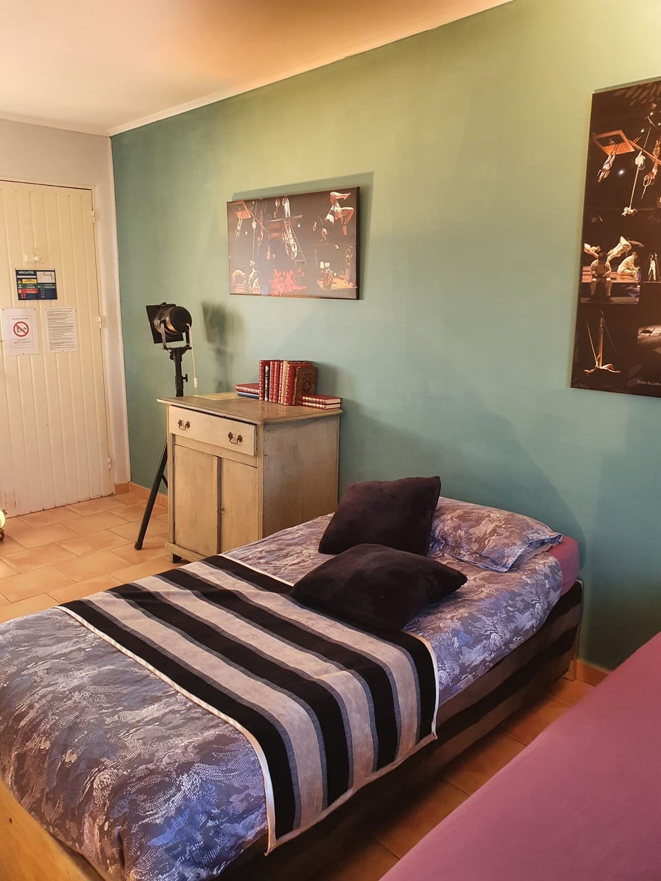 Desk, blackout drapes, soundproofing, iron/ironing board